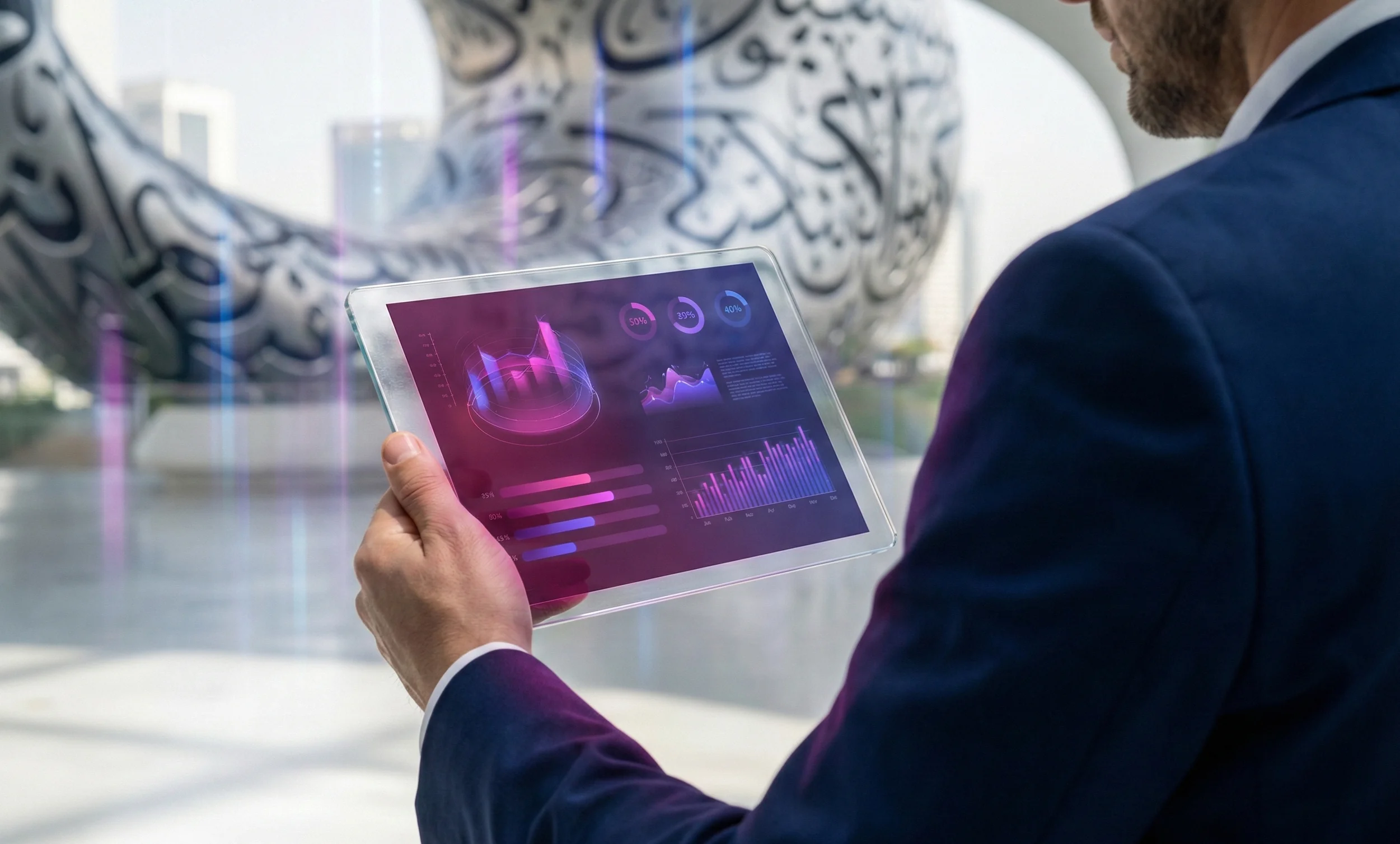 Abstract visualization representing GRC, AI governance, and enterprise transformation insights