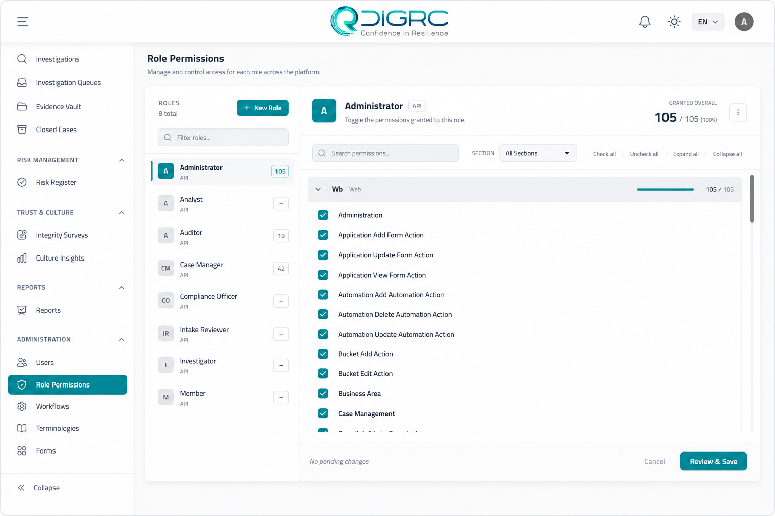 Rezilens Role Permissions and Access Governance